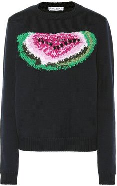 Embroidered watermelon wool sweater