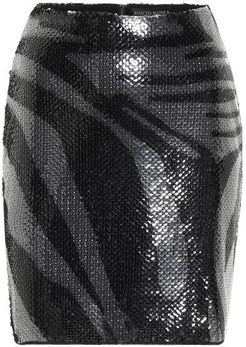 Sequined zebra-print miniskirt