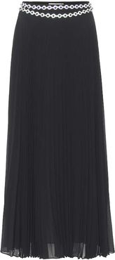 Embellished pleated maxi skirt