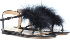Fifi feather-trimmed leather sandals