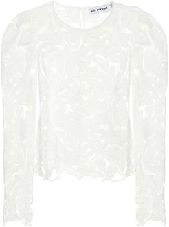 Floral guipure-lace blouse
