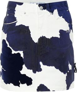 Printed denim miniskirt