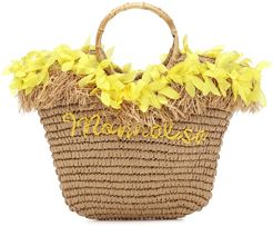 Embellished straw tote