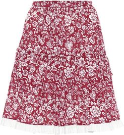 High-rise floral cotton miniskirt