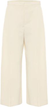 High-rise wide-leg cotton pants