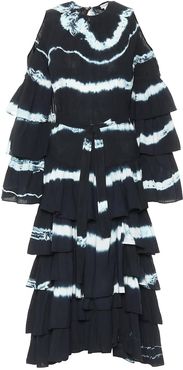 Tie-dye cotton and linen maxi dress