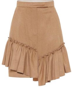 Pulcino ruffle-trimmed camel hair skirt