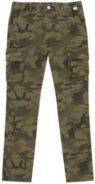 Camo stretch-cotton pants