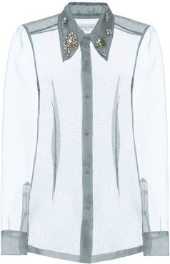 Embellished silk organza shirt