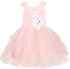 Rose-appliquÃ© tulle dress