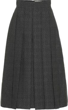 Pleated wool midi skirt