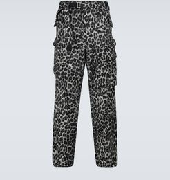 Leopard Shrivel cargo wool pants