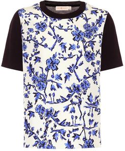 Floral silk and merino wool top