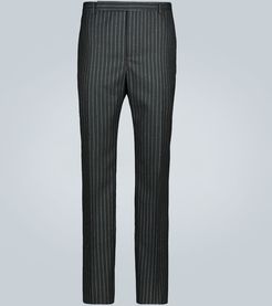 Tailored lamÃ©-striped wool pants