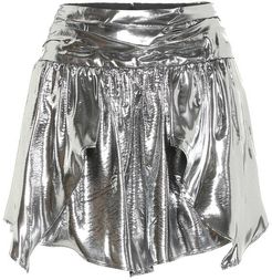 Kira metallic silk-blend shorts