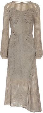 Cotton-blend knit midi dress