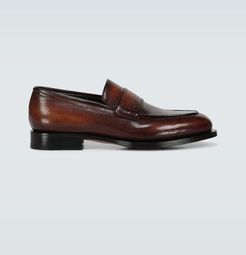 Textured leather loafers