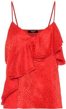 Leopard-jacquard silk camisole