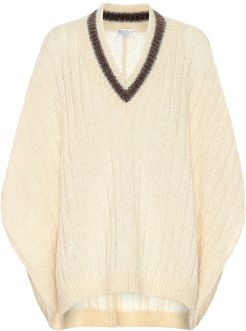 Mohair and wool-blend poncho