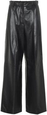 Tima high-rise wide-leg leather pants