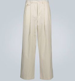Striped double-pleated chinos