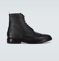 Leather wingtip ankle boots