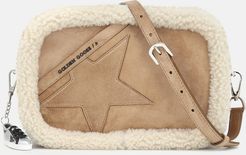 Star shearling-trimmed suede shoulder bag