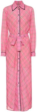 Checked cotton and silk shirt dress