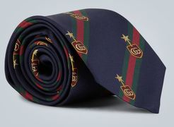 Web crest silk tie