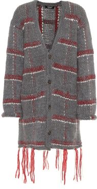 Checked mohair-blend cardigan