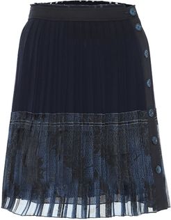 Pleated silk miniskirt