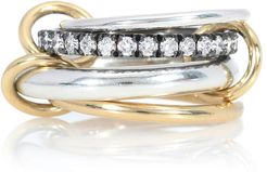 Janssen 18kt yellow gold and sterling silver linked rings with diamonds