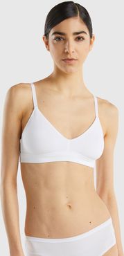 Benetton, Reggiseno A Triangolo Senza Imbottitura, Bianco, Donna