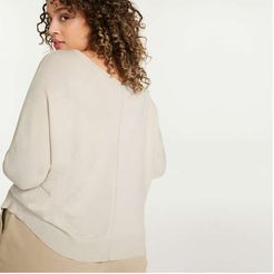 Women+ Double V-Neck Sweater, Light Stone (Size 3X)