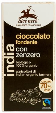Tavoletta di cioccolato fondente bio con zenzero dell'ecuador fairtrade 50 g
