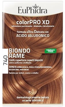 Euphidra colorpro xd 740 biondo rame gel colorante capelli in flacone + attivante + balsamo + guanti