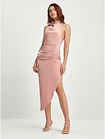 Party Dress Pink Dress Mini Dress Pink Sleeveless Plain plain color Backless Summer Halter Neck Elegant Party Summer Dress S M L