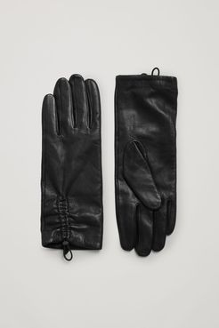 RUCHED LEATHER GLOVES