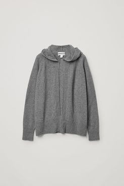 RECYCLED CASHMERE HOODIE WITH CARDIGAN PANEL