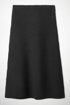 WOOL A-LINE PLEATED SKIRT