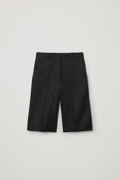 RECYCLED WOOL MIX OVERSIZED PLEATED SHORTS