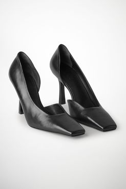 SQUARE TOE LEATHER PUMPS