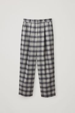 RELAXED CHECKED RECYCLED WOOL PANTS