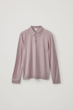 LONG-SLEEVED MERINO POLO SHIRT