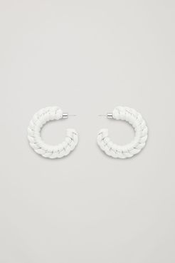 PLAITED LEATHER HOOP EARRINGS