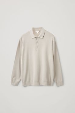 KNITTED LONG-SLEEVE POLO SHIRT