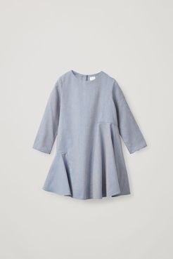 COTTON CIRCLE CUT GATHERED PANEL DRESS