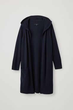 RECYCLED CASHMERE LONGLINE HOODED CARDIGAN