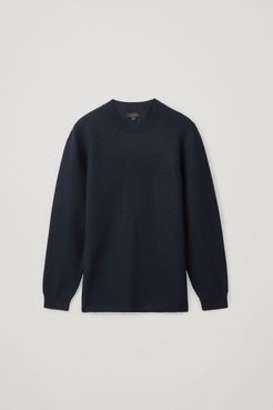 MERINO WOOL SWEATER WITH LEATHER DETAIL