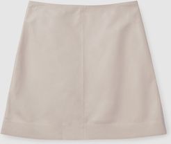 SHORT A-LINE LEATHER SKIRT